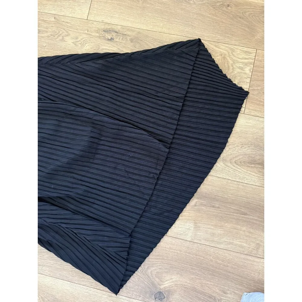 STATESIDE L NWT Anthropologie pleated midi asymmetric skirt black heavy elastic